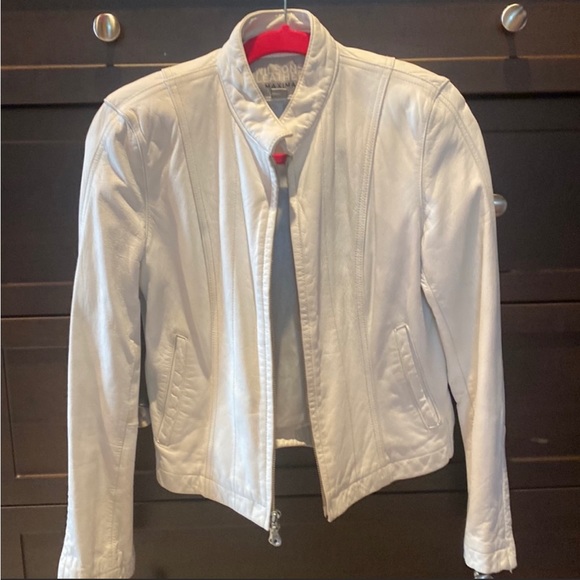 Maxima White Leather Jacket Wilson’s - Picture 1 of 7
